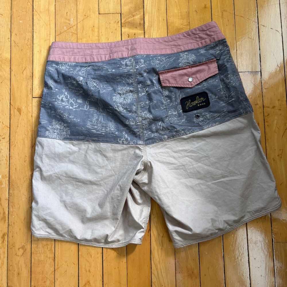 Howler Bros Vaquero Board Shorts Mens 35 Beach Swim Pearl Snap Color Block - Picture 7 of 9